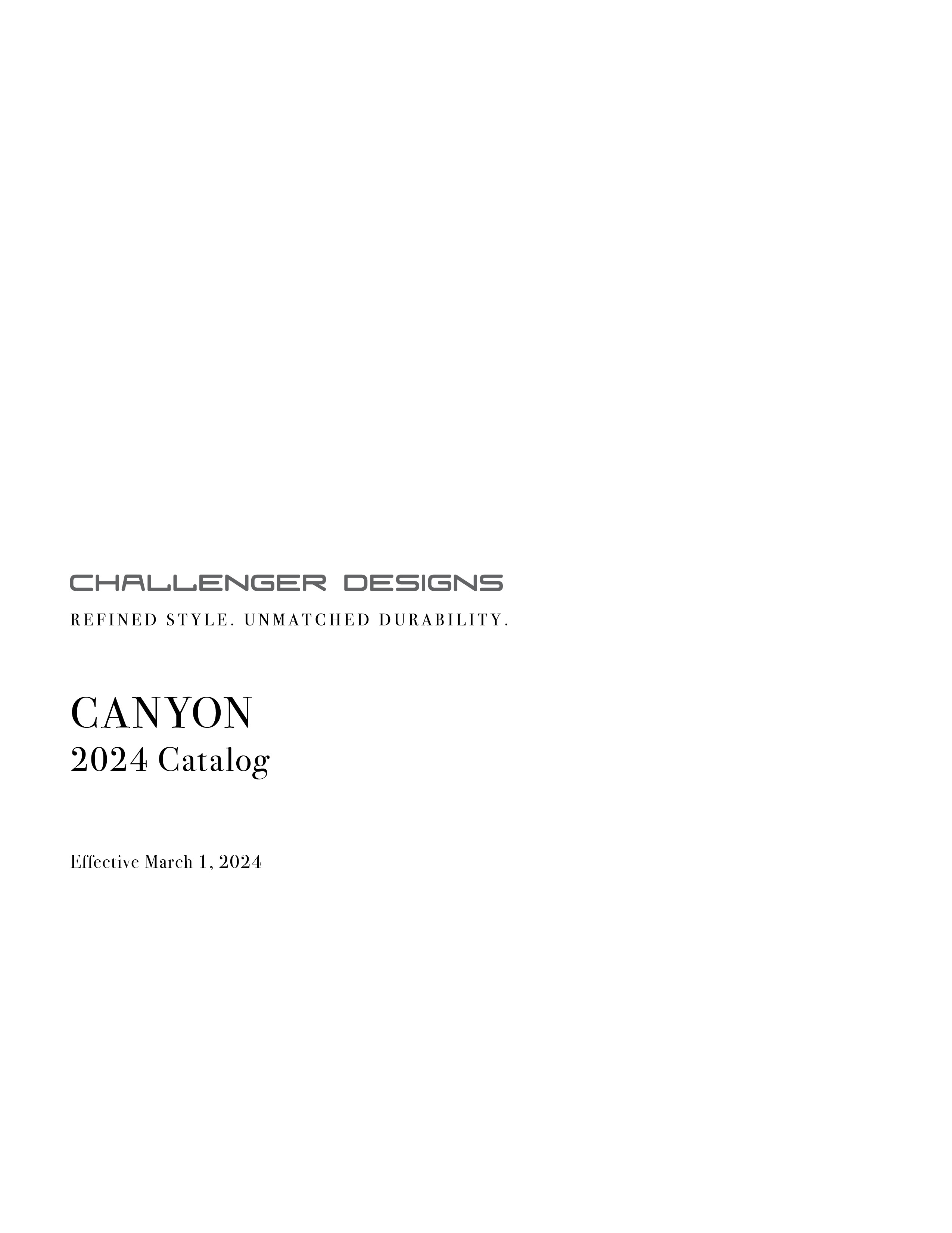 CHALLENGER DESIGNS Canyon Series Brochure